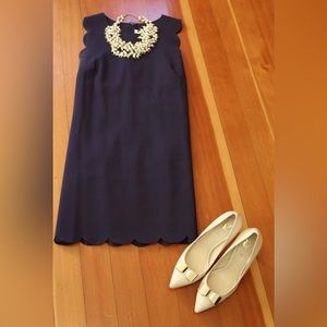 J. Crew Navy Scalloped Shift Dress